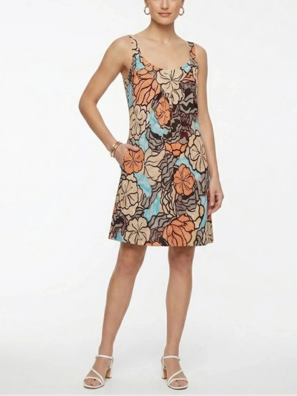 Diane Von Furstenberg Pop Art Floral Printed Sleeveless Silk Dress (US 12)